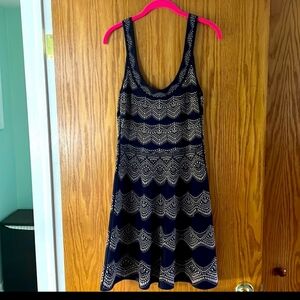 BCBGMaxAzria Fit & Flare Dress.  Navy and Cream.